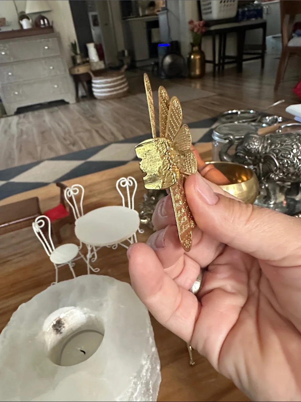 Decorative Gold Peacock Fan Figurine